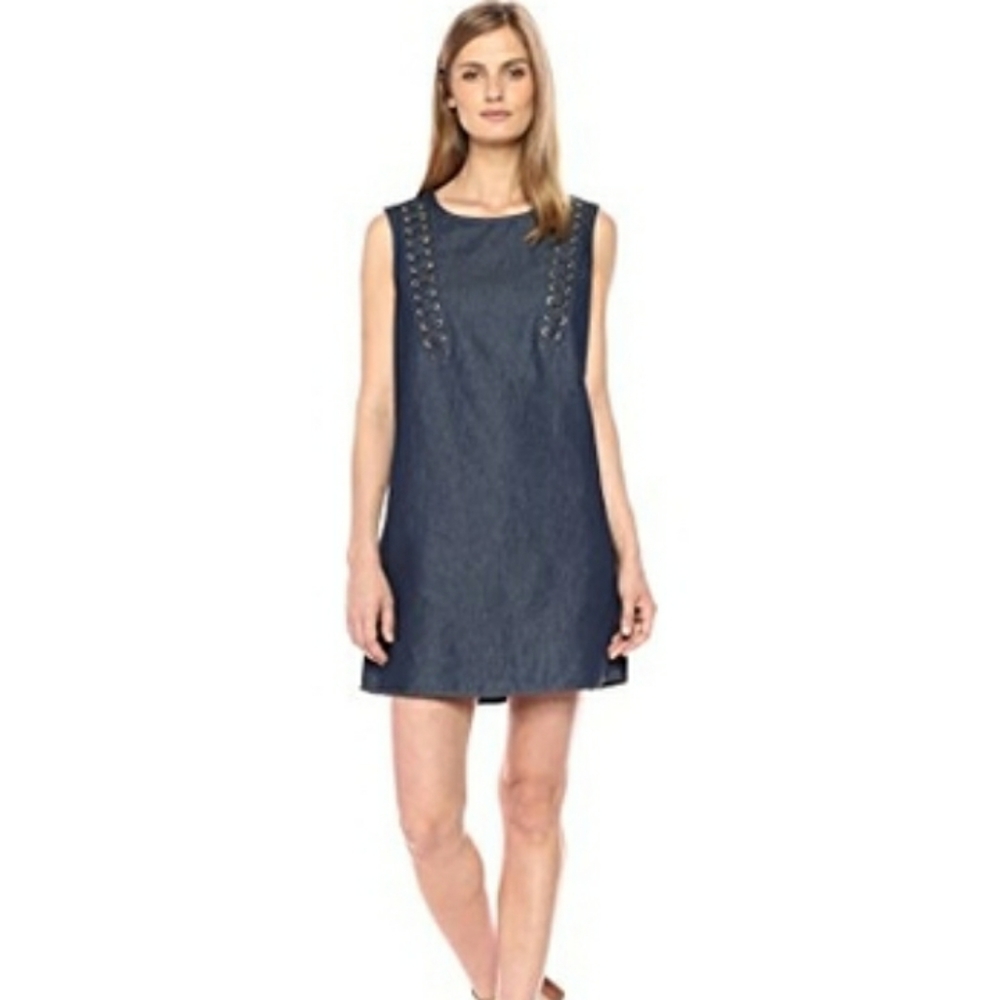 True Religion Blue Lace-up Chambray Jeans Dress